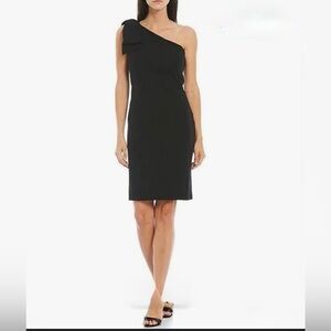 ** NEW** Marina One-Shoulder Black Sheath Dress 16